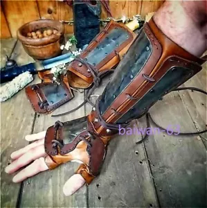 Medieval Punk Cosplay Warrior PU Leather Wristbands Gauntlet Boxing Armor Gloves - Picture 1 of 10