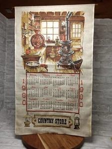 Vintage Linen Calendar Towel Country Store 1981 Dish Wall Hanging MCM Rustic - Picture 1 of 6