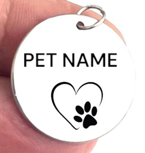 Stainless Steel CUSTOM LASER ENGRAVED PERSONALIZED PET TAG ID DOG CAT NAME TAGS - Picture 1 of 2