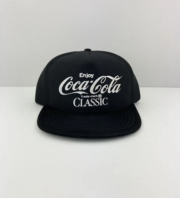 NUEVO/ANTIGUO STOCK Vintage Años 80 90 Coca-Cola Clásico Original Negro Snapback Sombrero Foto 1 de 4