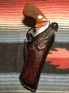 Fit S&W 686 586 66 19 Taurus 627 Colt Python 4" Soft Suede Lined Leather Holster - Picture 1 of 7