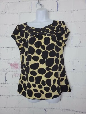 Blusa Matty M. Estampado Animal Seda Talla Mediana Manga Gorra Cuello Redondo Cremallera Espalda Foto 1 de 4
