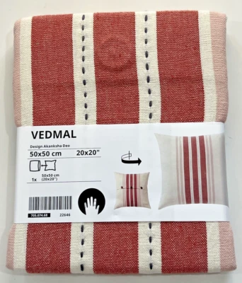 IKEA Vedmal Cushion Cover, Handmade, Stripe Light Red Pink 20x20" Cotton - Image 1 of 4