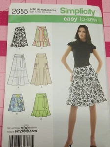 Simplicity Pattern 2655 Easy Skirts Middy Mini Knee Sizes 16 18 20 22 24 UNCUT - Picture 1 of 5