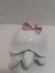 Chamart Limoges Turtle W/  pink Bow Trinket Box 4.75"  x 3.75" RARE - Picture 1 of 10