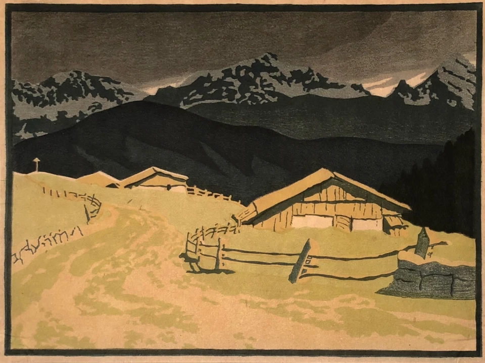 Dagmar Hooge (1870–1930, Deutschland) Farbholzschnitt „Gewitter im Bergen“ 1920 - Bild 1 von 1