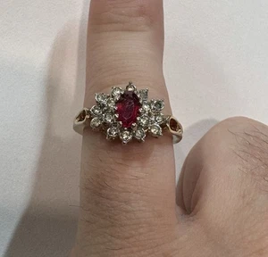 Vintage ESPO 14KT GF Ruby Cluster Ring Missing 3 Stones Size 7 Gold Filled - Picture 1 of 6