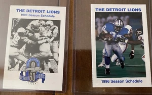 Lot of 2 Different 1993 1996 Detroit Lions Pocket Schedules Barry Sanders 60th - Bild 1 von 7