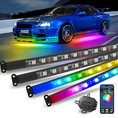 4Pcs Car Underglow LED Light Strip Kit Chasing Dream Color RGB+IC LED Neon Light - Image 1 of 4