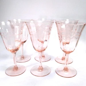 6 Tiffin Franziskaner MAY PINK Stieloptik Wassergläser Radschliff Blumen & Band - Bild 1 von 16
