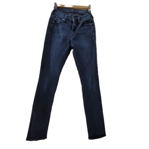 7 For All Mankind Damenjeans 27 blau hohe Taille gerades Bein Denim Stretch USA - Bild 1 von 15
