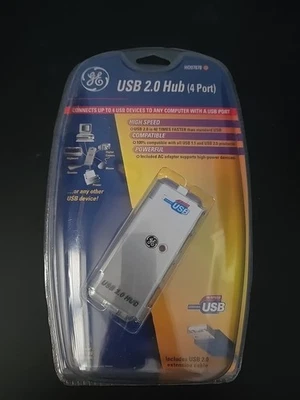  General Electric GE Portable Compact 4-Port USB 2.0 Hub H097878 New Sealed  - Image 1 of 4