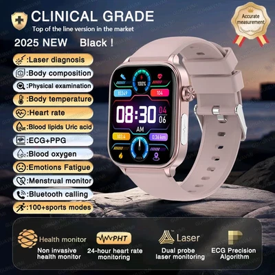 2025New ECG+PPG AI Health Diagnose Smart Watch Men Women Clock Blood Lipid BP Ur - Image 1 of 4