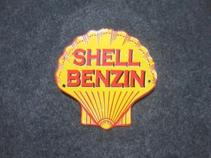 Porcelain Shell Benzin Enamel Metal Sign Plate Size 6" x 6" Inches - Picture 1 of 3