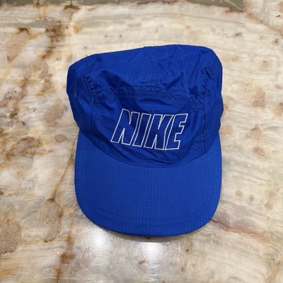 Gorra para correr de 5 paneles de nailon azul Nike de colección ajustable ligera rara Foto 1 de 3