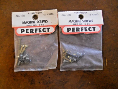PERFECT MODEL AIRPLANE #425 MACHINE SCREWS 2-56 ASSORTED (2 PKGS OF 12 EA) (NEW) - Image 1 of 3