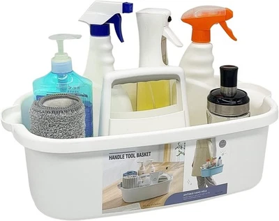 Cesta de limpeza e armazenamento multiuso com alça, cesta de transporte portátil - Imagem 1 de 4