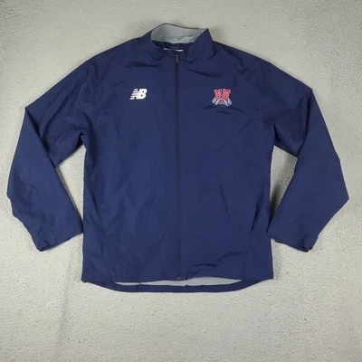 Chaqueta cortavientos New Balance para hombre talla mediana azul cremallera completa Foto 1 de 4