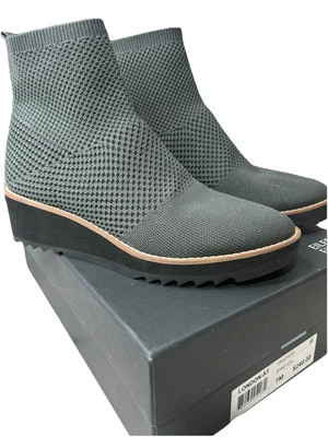 Botín de cuña tejido elástico Eileen Fisher London-ST talla 7 grafito nuevo en caja *defecto Foto 1 de 4