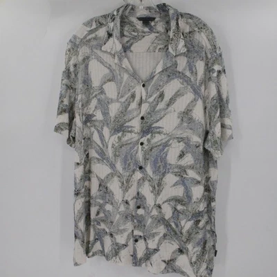 John Varvatos Shirt Mens XL Linen Blend textured Printed Short Sleeve Button Up - Image 1 of 4