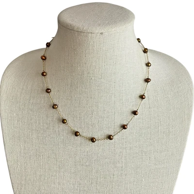 Винтажный 1/20 12k золото заполненное ожерелье подлинный жемчуг 16,5» -18» ошейник штабелируемый - Изображение 1 из 4