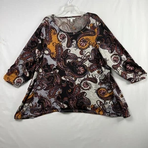 Zac & Rachel Tunic Top Womens 3X Paisley Knit Asymmetrical Lightweight - Picture 1 of 11