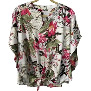 Chico's Satin Floral Tie Front Top Size 0 (US 4) NWOT - Picture 1 of 6