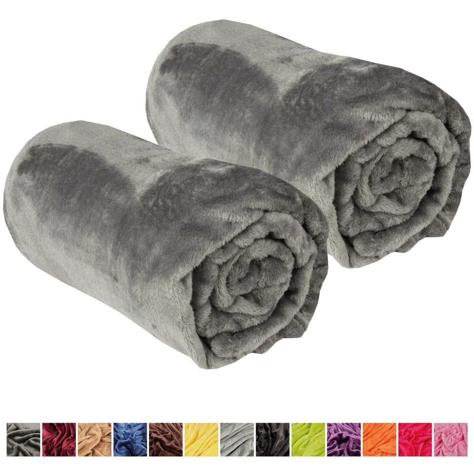 Kuscheldecke 2er Pack XXXL Flauschdecke Wohndecke Sofadecke Decke Tagesdecke uni - Bild 1 von 4