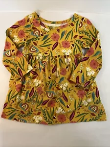 Wonder Nation Baby Girls Dress 12 Months Rainbows Flowers Gold With Pockets - Picture 1 of 7