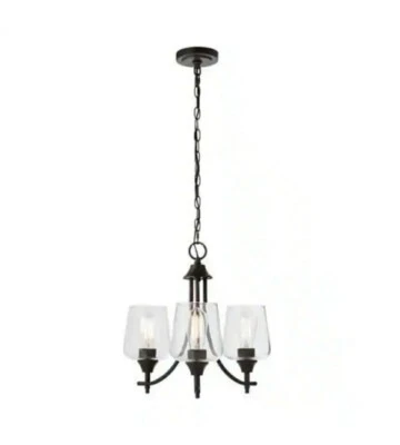Hampton Bay Pavlen 3-Light 18 in. Rustic Bronze Hanging Candlestick Chandelier - Image 1 of 4