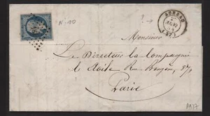 + COTE 130E  / BEAU No10 25C REPUBLIQUE  SEUL SUR LETTRE / OBLIT AUNEAU - Bild 1 von 3