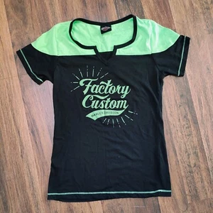 Harley Davidson Black & Green Baby Doll T-shirt, Sedalia, MO, Size S - Picture 1 of 7