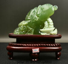 8.8" Chinese Natural Xiu Jade Jadeite Carved sail Boat Gourds Mountain Statue
