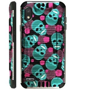 SILVERGUARD For TCL A2X A2 A1 Hybrid Phone Case Cover TEAL SKULL - Zdjęcie 1 z 3