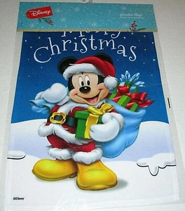 DISNEY CHRISTMAS  GARDEN FLAG 12.5"x 18" MERRY CHRISTMAS/MICKEY DELIVERING GIFTS - Picture 1 of 1