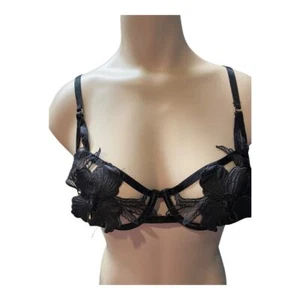 Bluebella Balconette-BH Damen 34C Blumenapplikation Dessous Cutout Schwarz Neu - Bild 1 von 8
