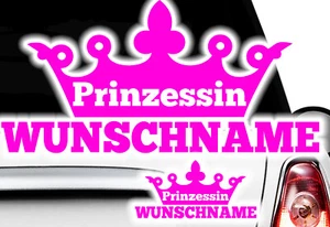 1x WUNSCHTEXT / NAME 15cm Breit Aufkleber Auto Beschriftung Schriftzu PRINZESSIN - Bild 1 von 2