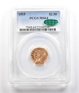1915 $2.50 Indian Head Gold Quarter Eagle MS64 PCGS CAC *0847 - Picture 1 of 3
