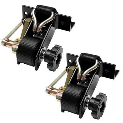 Correas de trinquete para estante de escalera con gancho en J 1,5" de ancho x 7,5' L negras para montaje en tubo cuadrado Foto 1 de 4