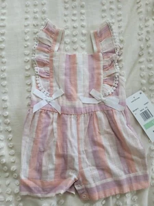 Rare Editions Toddler Baby Girl Ivory Striped Romper 18 Months - Picture 1 of 6