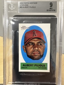 2012 TOPPS HERITAGE ALBERT PUJOLS STICK-ONS #20 Beckett 9 (Pop 1)