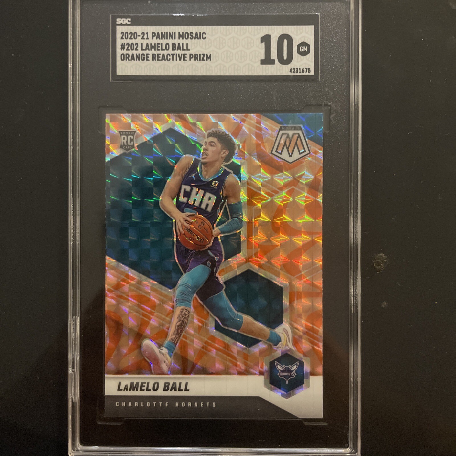 2020 Mosaic LaMelo Ball Orange Reactive Rookie RC SGC 10 #202 Hornets