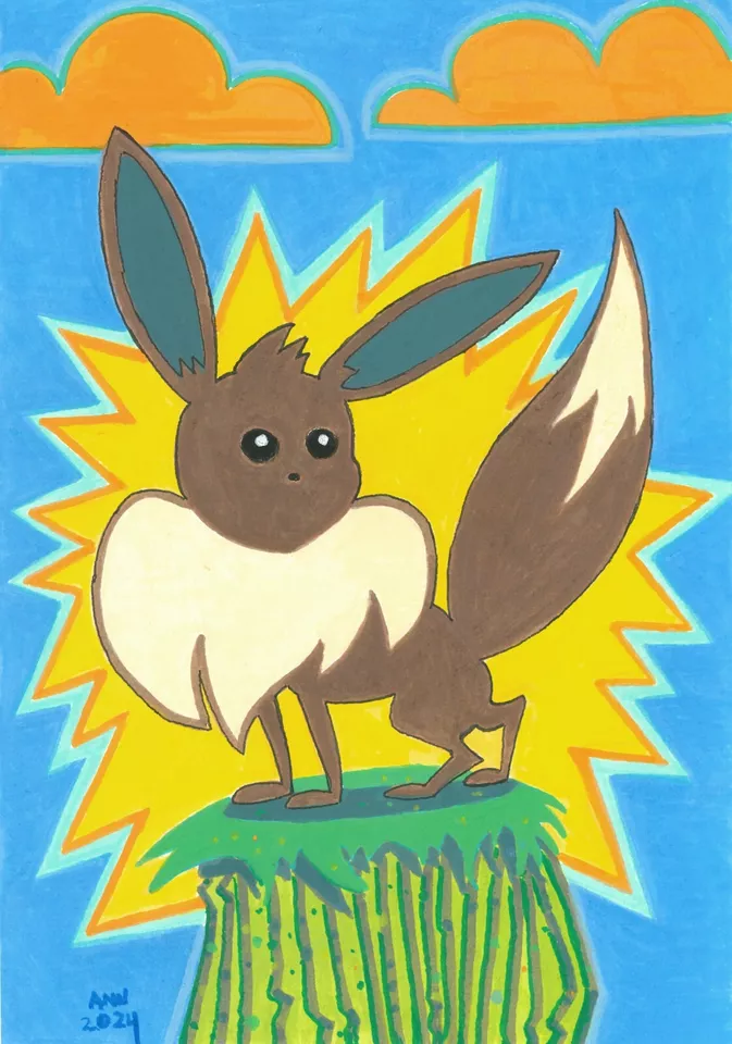 Pokemon The Bestest Eevee 7,5x11 pol. desenho colorido - Imagem 1 de 1