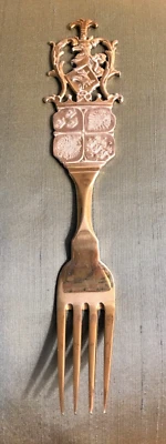 RARE 1914 A.Michelsen Denmark Gold Plated Silver Commerative Fork Malmo - Image 1 of 4