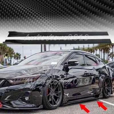 For Nissan Maxima 2010-2023 Carbon Fiber Side Skirt Extension Lip Rocker Spoiler - Image 1 of 4