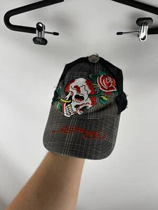 Don Ed Hardy vintage checkered skull grasp rose cap baseball - Picture 1 of 8