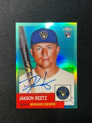 Jakson Reetz 2022 Topps Chrome Platinum Anniversary AQUA REFRACTOR /150 Auto RC - Image 1 of 2