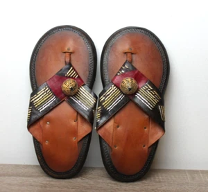Zapatillas tradicionales de cuero hechas a mano para hombre Sandalias africanas para hombre Zapatillas de zapatos - Imagen 1 de 5