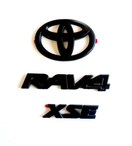 OVERLAY !! 2019 - 2024 TOYOTA RAV4 XSE MATTE BLACK OUT EMBLEMS KIT - Picture 1 of 2