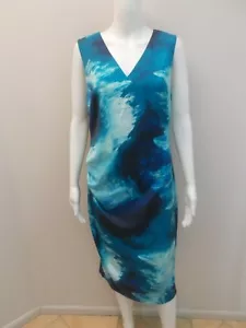 SPORTSCRAFT MULTI BLUE PRINT DRESS SIZE 6 NEAR NEW   (#X841 - Picture 1 of 3